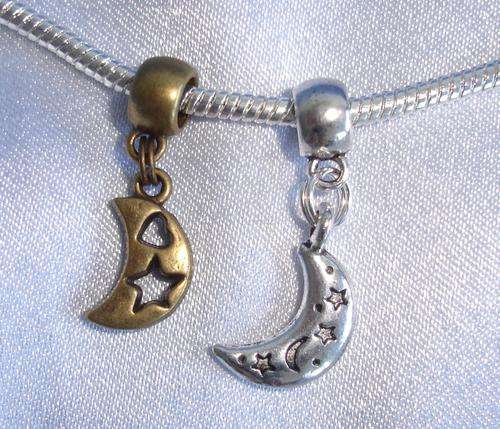 Magical Quarter Moon Dangle Charms fits Big Hole European Style Charm Bracelet