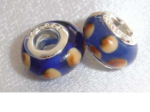 Beautiful Blue Polka Dot Murano Glass Bead fits European Style Bracelet/Necklace