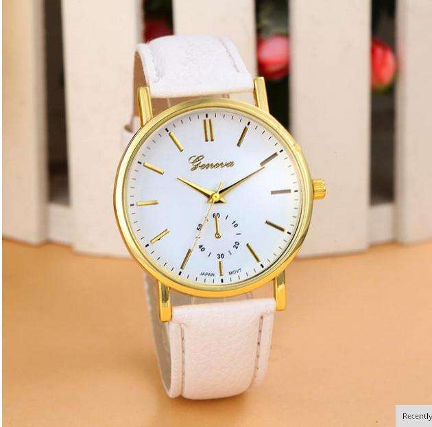 "GENEVA"" Leather Band Analog Quartz  Wrist Watch Women Watches "Local Stock"