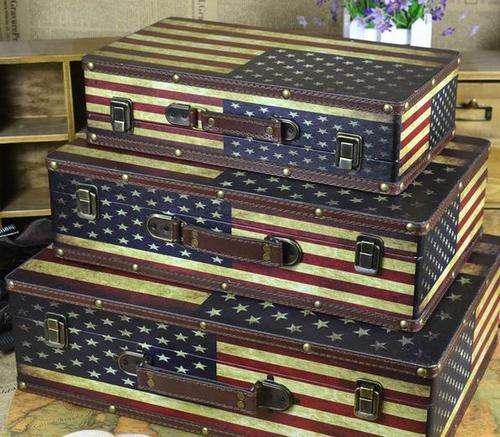 Retro/VintageStyle USA Wooden Storage Cases 3-in-1