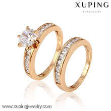 Jewelry Fashion Women Diamond Wedding Ring with 18K Gold Plated