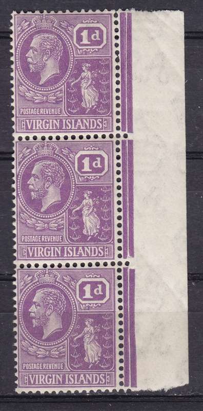 Virgin Islands - 1927 -1928 King George V & St. Ursula - NEw Values and Colours - MNH - Strip of 3