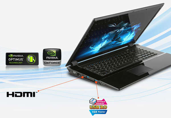 GIGABYTE 17.3" Q1742 QUAD CORE i7, 500GB HD, 8GB RAM, DVD RW, WIN7 PRO, WEBCAM, WIFI