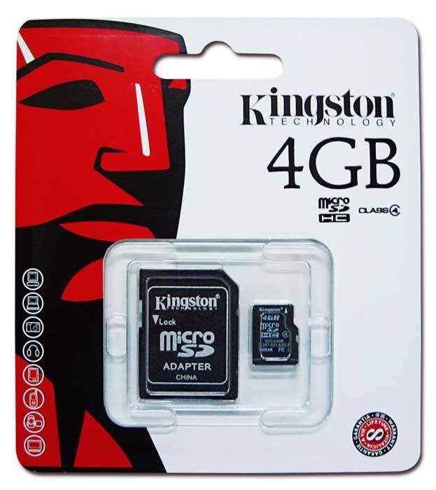 *GENIUNE* KINGSTON [[4GB]] CLASS 4 MICRO SD CARD WITH SD ADAPTER (BRAND NEW)