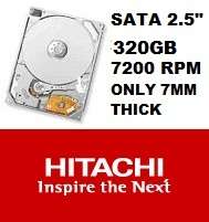 HITACHI {{320GB}} SLIM 7MM FASTEST 7200RPM 2.5" SATA INTERNAL HARD DRIVE (NEW)