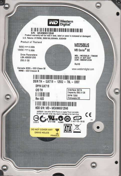WESTERN DIGITAL *250GB* FASTEST 7200 RPM SATA INTERNAL 3.5" HARD DISK