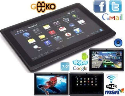 GEEKO VELOCITY TABLET WITH ANDROID 4, TOUCH SCREEN, B'TOOTH, WiFi ETC