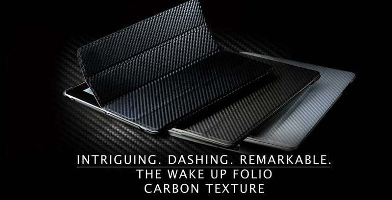 COOL MASTER WAKE UP FOLIO CARBON TEXTURE SMART COVER + STYLUS FOR iPAD 2 & 3rd GENERATION