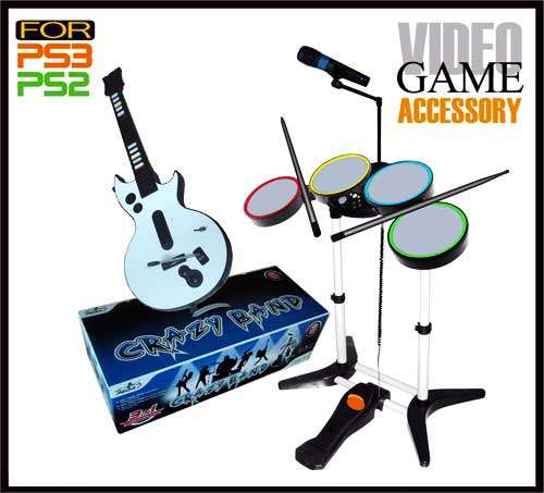 CRAZY BAND DRUM ,GUITER AND MICROPHONE SET(3 IN 1 ) FOR PS/2 ,PS/3