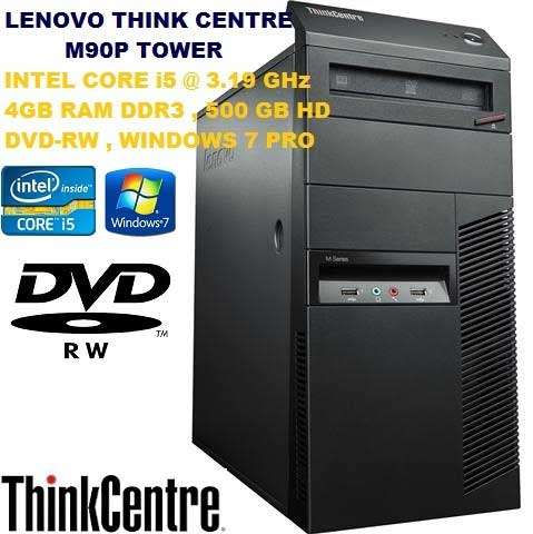 LENOVO DESKTOP PC TOWER CORE i5 @ 3.19GHz, 4GB RAM, 500GB HD, DVD-RW, LICENSED WIN 7 PRO,ETC