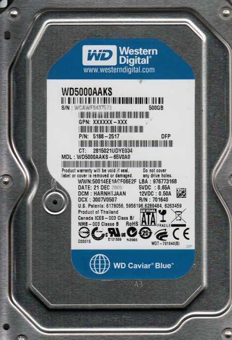 WESTERN DIGITAL 500GB 7200RPM FASTEST 3.5" SATA INTERNAL DESKTOP HARD DRIVE
