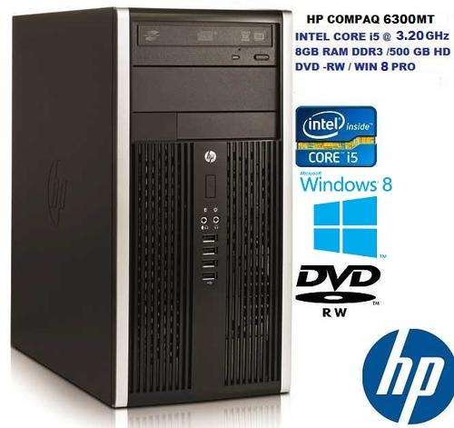 HP COMPAQ PRO 6200 MT DESKTOP PC CORE i5 @ 3.20GHz, 8GB RAM, 500GB HD,DVD-RW, LICENSED WIN 8 PRO ETC