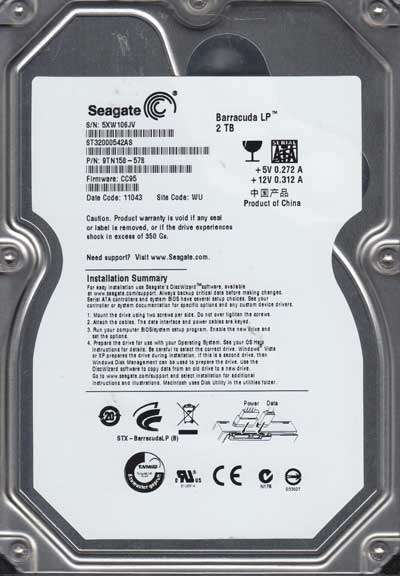 SEAGATE 2TB *2000GB* BARRACUDA  LP 3.5" INTERNAL HARD DRIVE