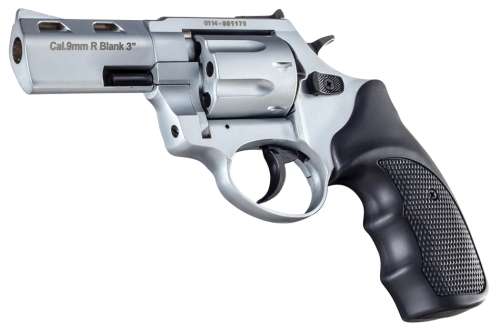 No License Required - ZORAKI 3` combo Revolver Shiny Chrome & 10x 9mm Blanks Hand Gun