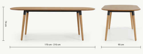 Edelweiss 6-8 Seat Oval Extending Dining Table- Oak