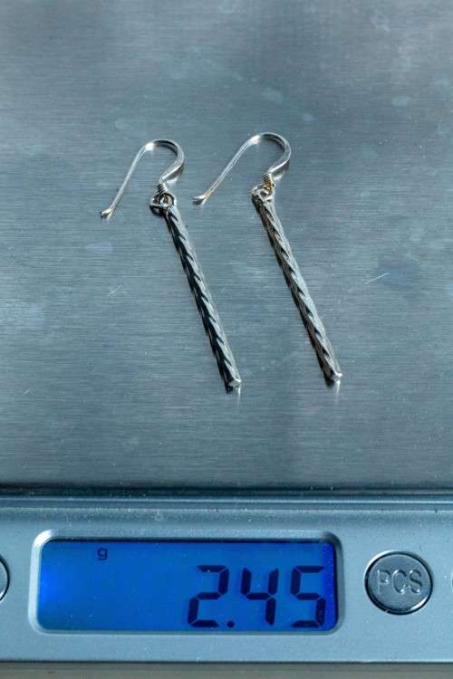 Solid Sterling Silver (.925) Twisted Drop Earrings
