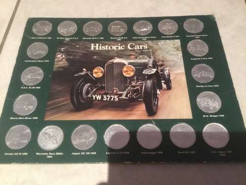 Vintage car shell petrol coins card