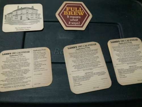 Bar Accessories Lambs 1985 calendar beer mats Wilsons full brew was