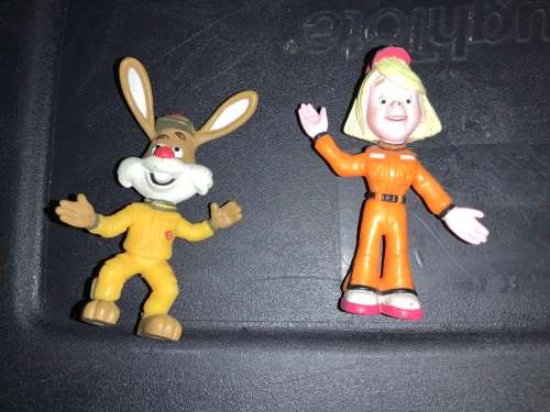 Petrol station bunny and pretrol assistant