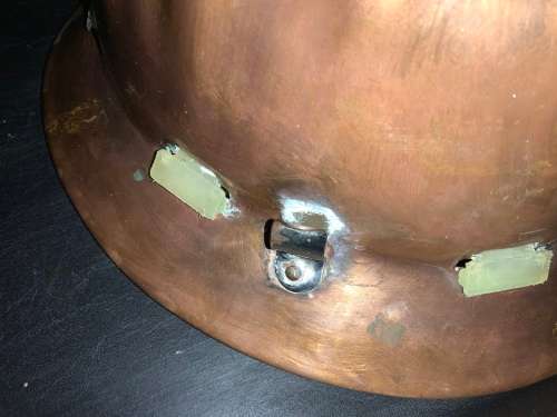 Vintage Rhodesian / SA copper pit b miners helmet