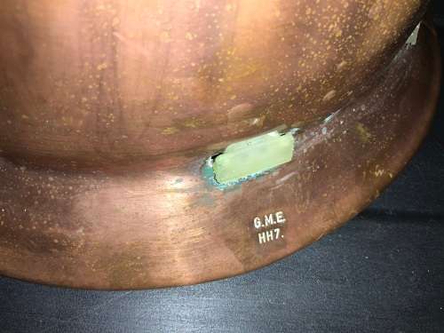 Vintage Rhodesian / SA copper pit b miners helmet