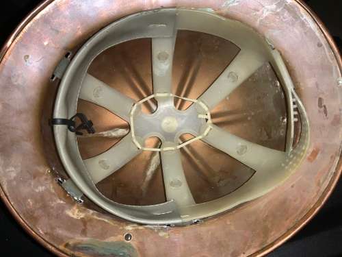 Vintage Rhodesian / SA copper pit b miners helmet