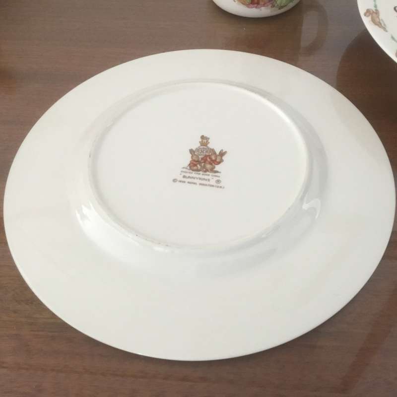 Royal Doulton bunnykins teaching clock & plate ,cup