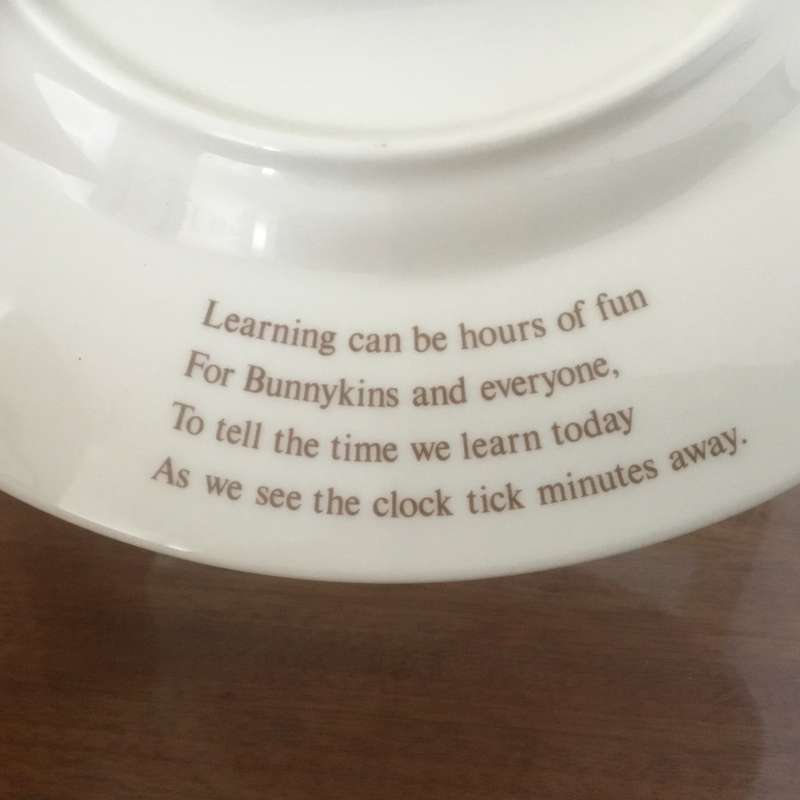 Royal Doulton bunnykins teaching clock & plate ,cup