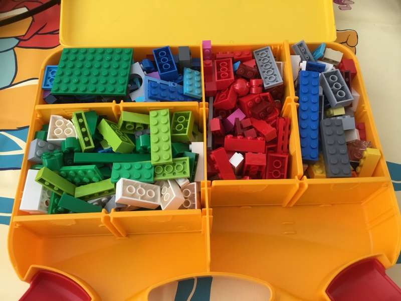 Lego blocks in yellow lego box
