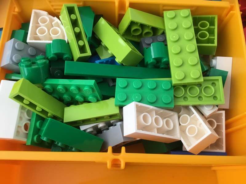 Lego blocks in yellow lego box