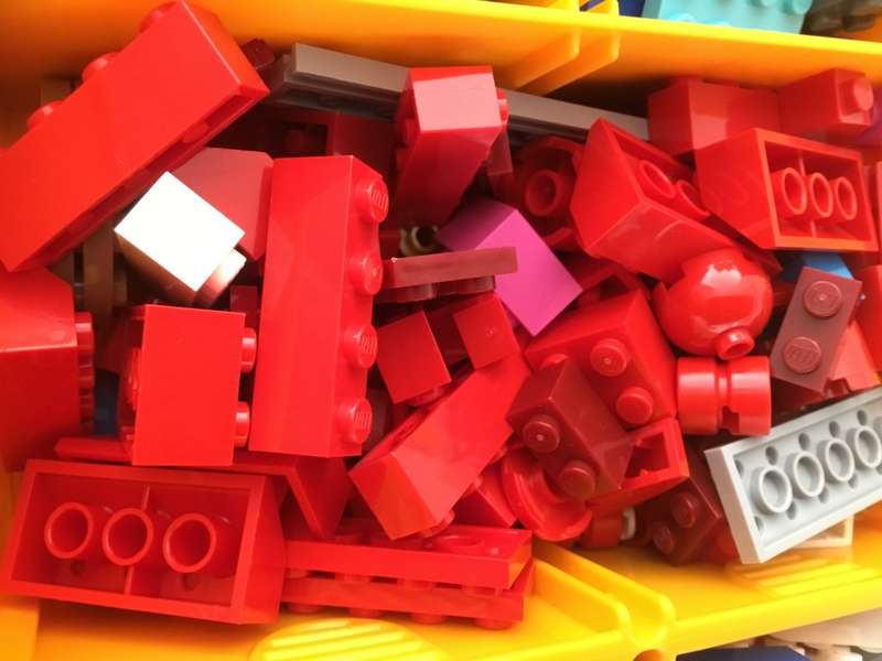 Lego blocks in yellow lego box
