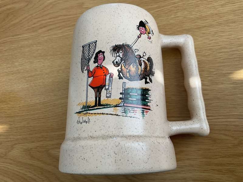 Vintage Norman Thelwell Pony Horse Rider bowl & beer mug 1970 era