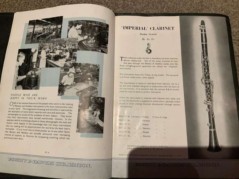 Vintage woodwind by bossy & hawkes Clarinet bassoon saxs catalog 1956