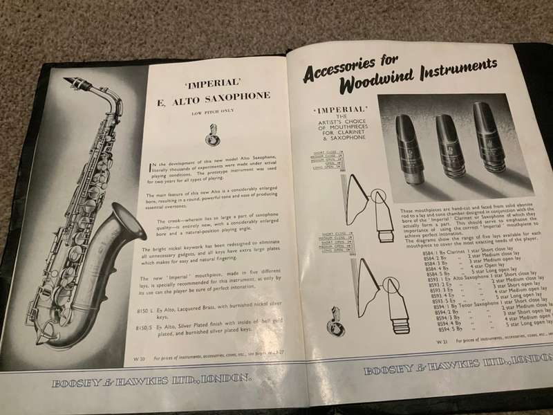 Vintage woodwind by bossy & hawkes Clarinet bassoon saxs catalog 1956