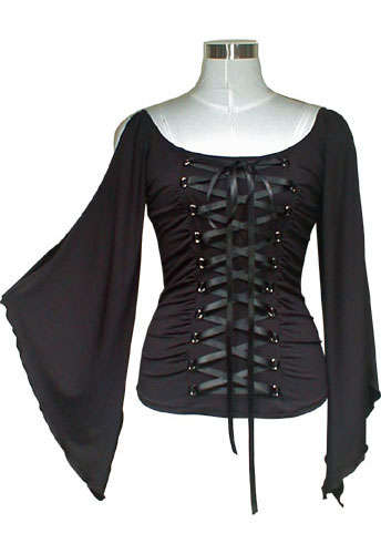 Black Stretch Lace-Up Gothic Corset Top