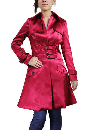 Red Satin Trench Coat