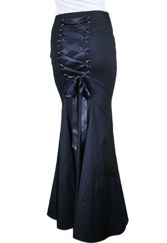 Black Gothic Long Fishtail Skirt