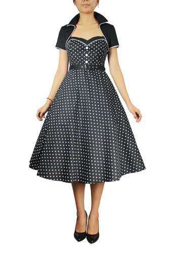 Retro Flare Polka-dot Dress - Size 44 Only