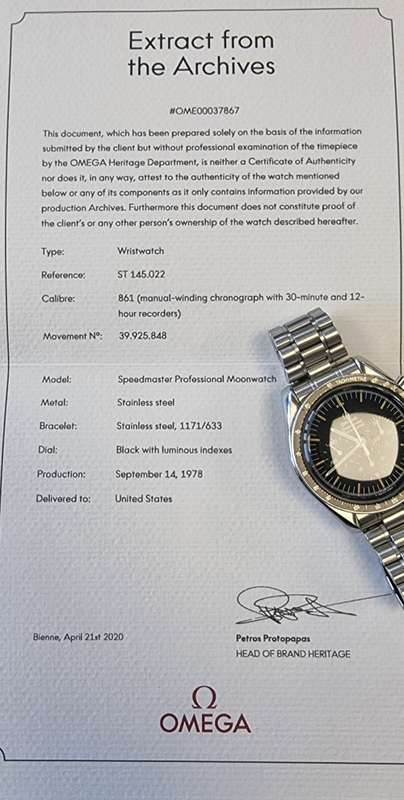 Omega Speedmaster Professional Moonwatch ST 145.022