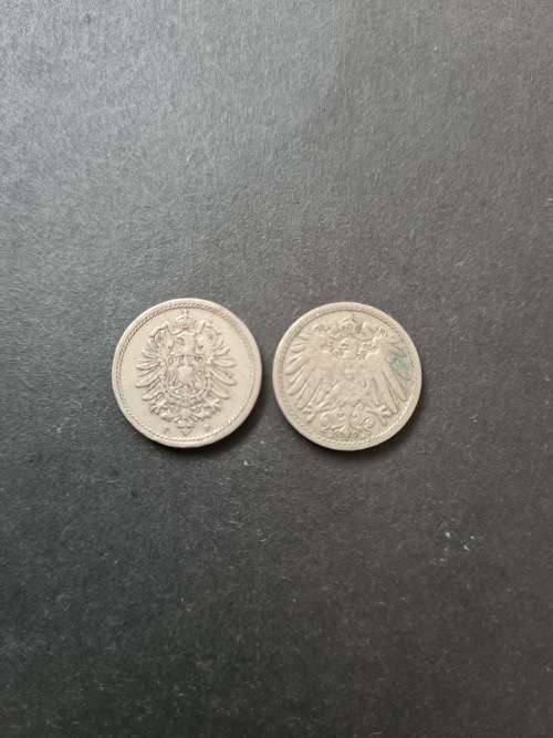 2 X Deutsches Reich 5 Pfennig 1876 and 1912