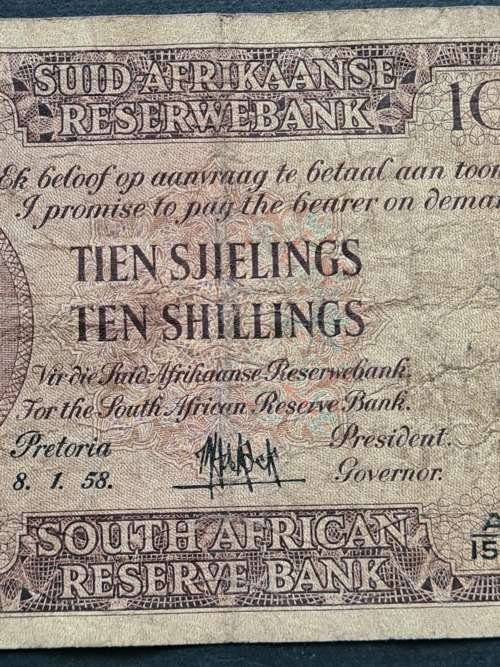 MH DE Kock 10 Shillings A/E  8/1/1958