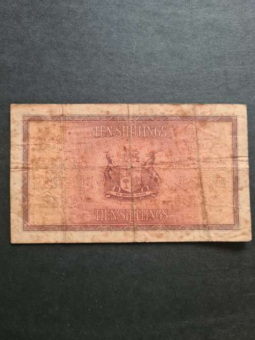 SA 10 Shillings E/A 2 April 1942 Filler Note ( folds/pin hole centre of note)  - as per photograph
