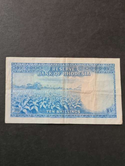 Reserve Bank of Rhodesia 10 Shillings Bank Note 16 November 1964 Rhodes Watermark (rare note)
