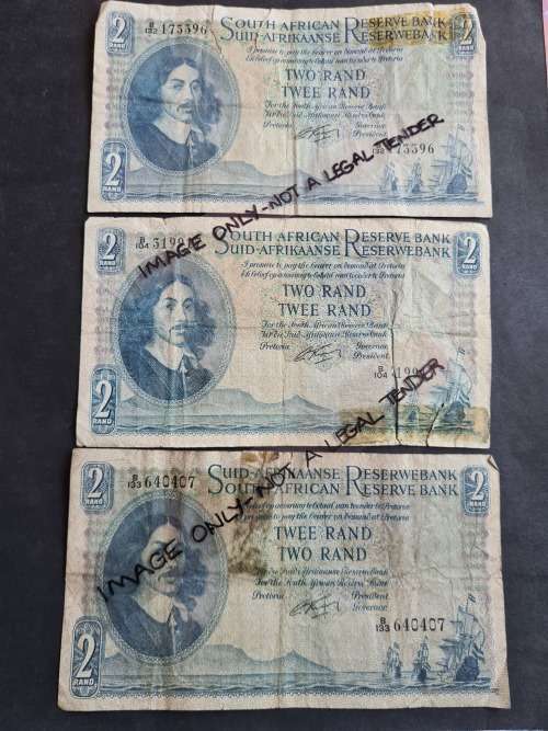 3 x G Rissik R2 Filler Notes (folds/tears/creases) - as per photograph