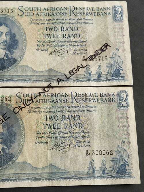 2 x G Rissik R2 1st issue 1962 Filler notes - nice condition (torn left side) - as per photograph