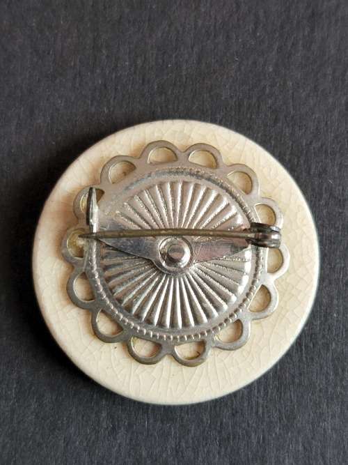 Vintage Porcelain Brooch 30mm x 30 mm - as per photograph
