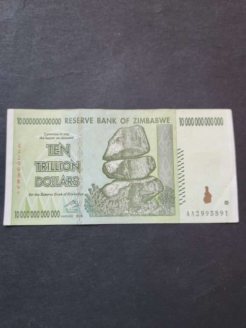 Reserve Bank of Zimbabwe 10 Trillion Dollars - as per photograph