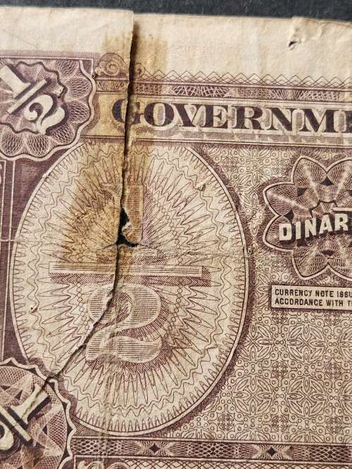 Iraq 1/2 Dinar 1931 (Filler note)(tears/creases/folds) - as per photograph