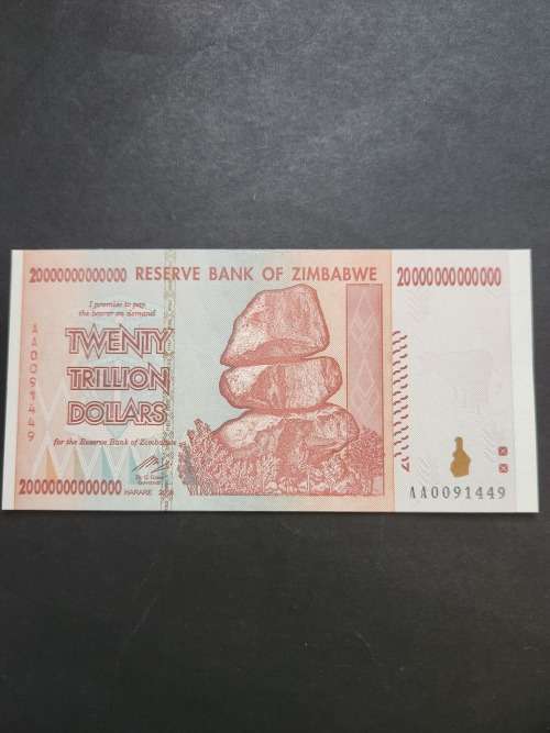 Reserve Bank of Zimbabwe Twenty Trillion Dollars BU - as per photograph