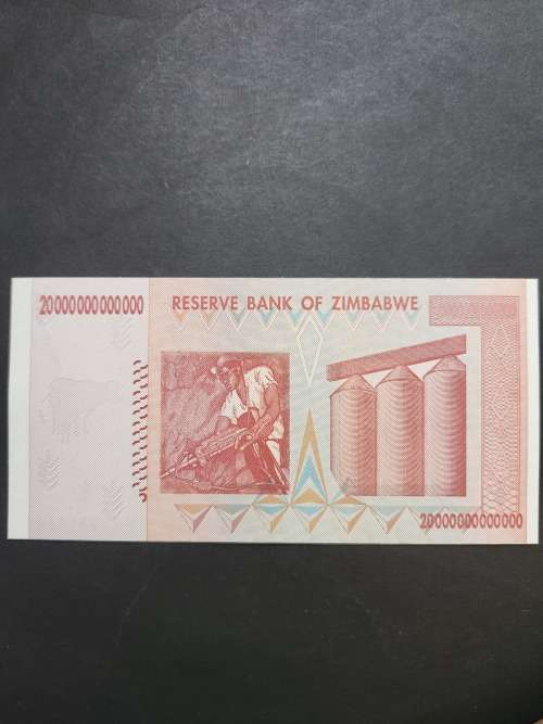 Reserve Bank of Zimbabwe Twenty Trillion Dollars BU - as per photograph
